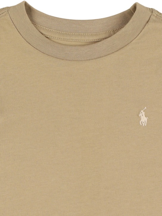 Polo Ralph Lauren: T-Shirt aus Baumwolljersey mit gesticktem Logo - Khaki - kids-boys_1 | Luisa Via Roma
