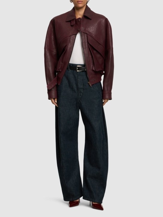 Magda Butrym: Leather bomber jacket - Burgundy - women_1 | Luisa Via Roma