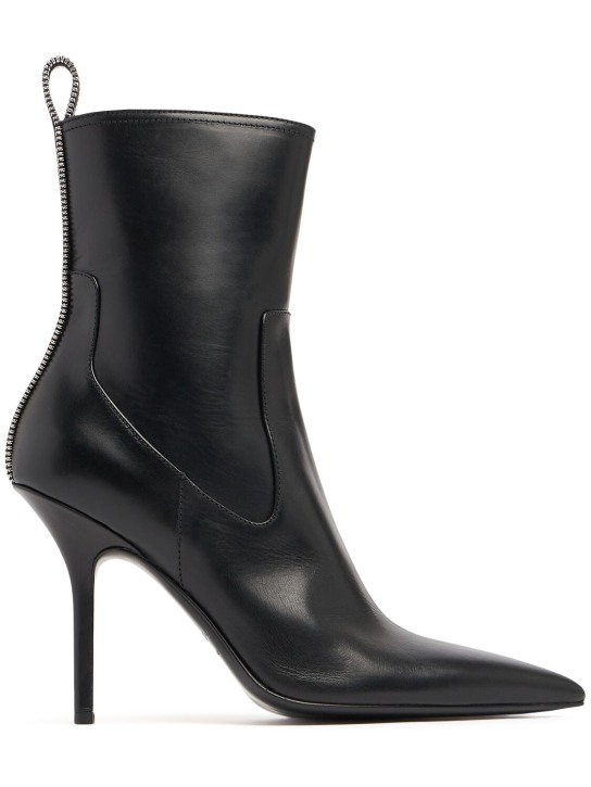 Dsquared2: 100mm Zip-up leather ankle boots - Black - women_0 | Luisa Via Roma