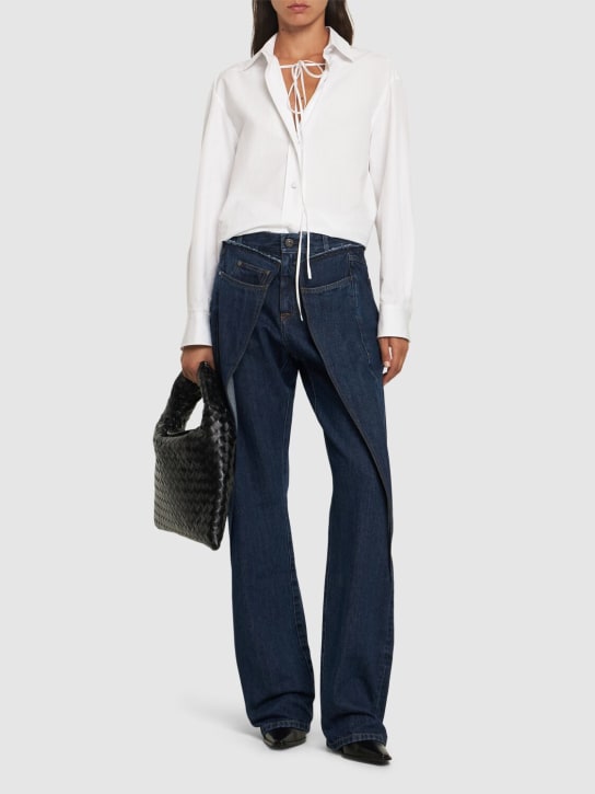 BETTTER: Wrap deconstructed straight jeans - Navy - women_1 | Luisa Via Roma