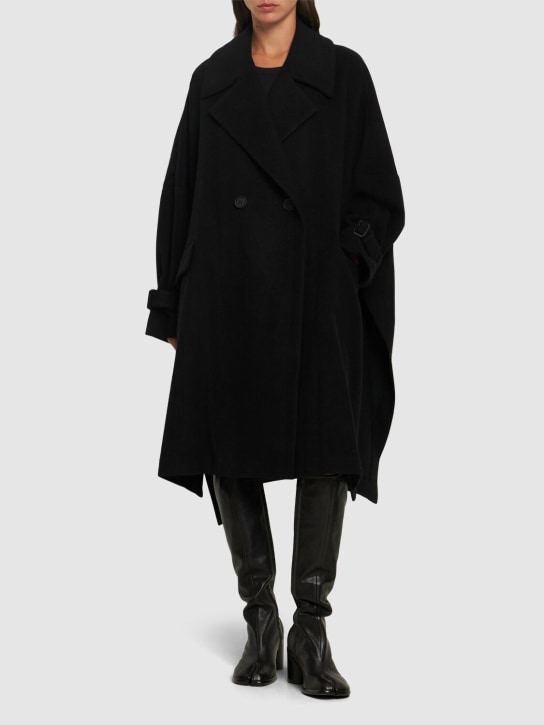 Yohji Yamamoto: 麦尔登羊毛混纺长款大衣 - 黑色 - women_1 | Luisa Via Roma