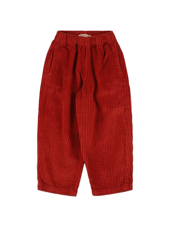 The New Society: Pantaloni in cotone millerighe - Rosso Scuro - kids-boys_0 | Luisa Via Roma