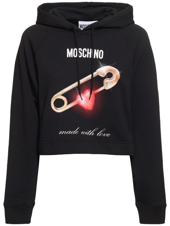 Printed cotton jersey hooded sweatshirt