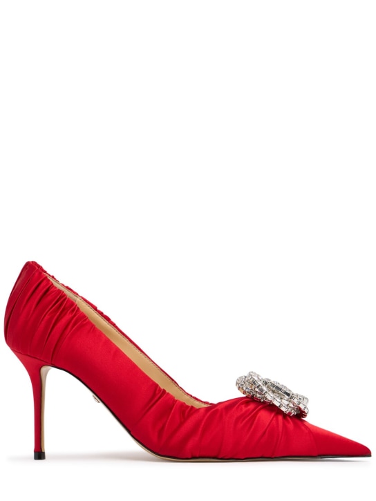 Mach & Mach: Zapatos de tacón de satén 85mm - Rojo - women_0 | Luisa Via Roma