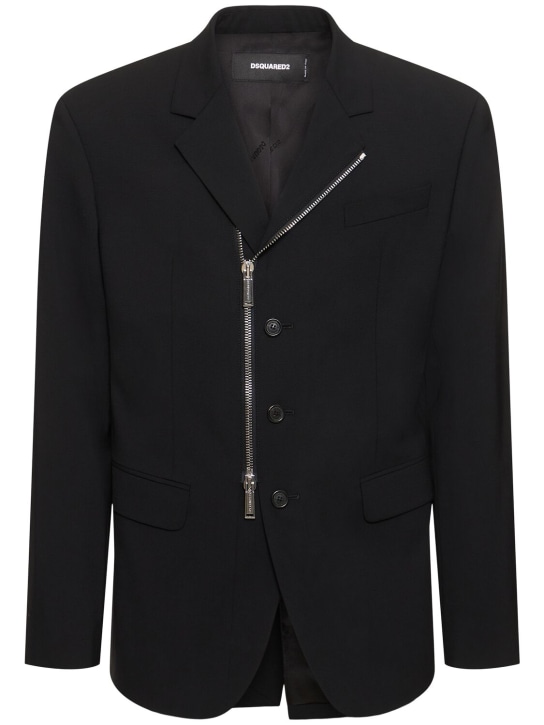 Dsquared2: D2 Headquarter relaxed shoulder jacket - Black - men_0 | Luisa Via Roma