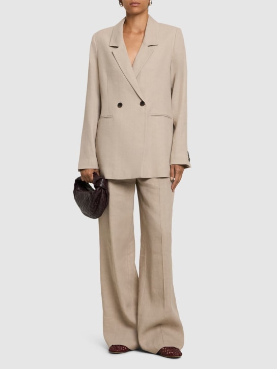 ANINE BING: Diana linen blend blazer - Beige - women_1 | Luisa Via Roma