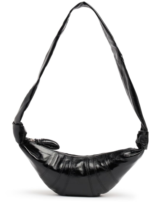 Lemaire: Small Croissant coated cotton bag - Black - women_0 | Luisa Via Roma