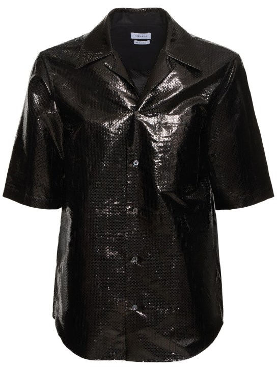 Alexander McQueen: Silk blend tarpaulin shirt - Black - men_0 | Luisa Via Roma