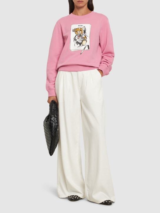 Moschino: Printed cotton jersey sweatshirt - Pink - women_1 | Luisa Via Roma