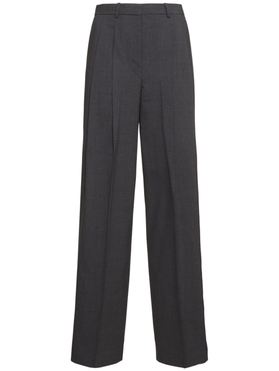 Theory: Pleated wool blend pants - Grey - women_0 | Luisa Via Roma