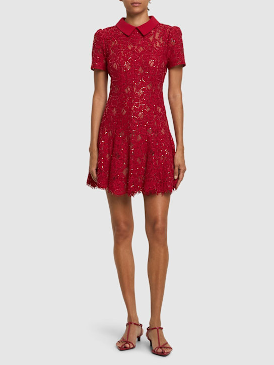 Self-portrait: Sequined lace mini dress - women_1 | Luisa Via Roma