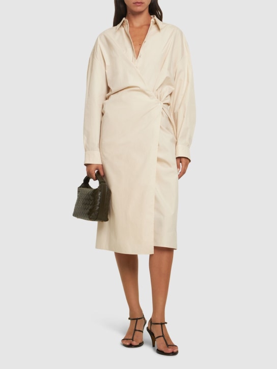 Lemaire: Vestido camisero midi de popelina de algodón - Crema - women_1 | Luisa Via Roma