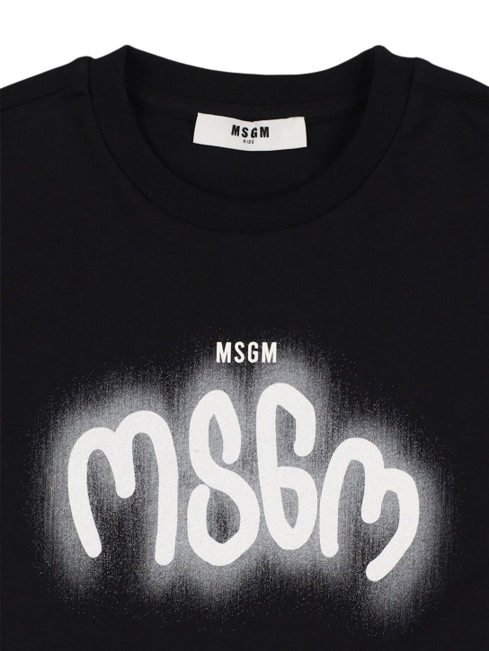 MSGM: Bedrucktes T-Shirt aus Baumwolljersey - Schwarz - kids-boys_1 | Luisa Via Roma