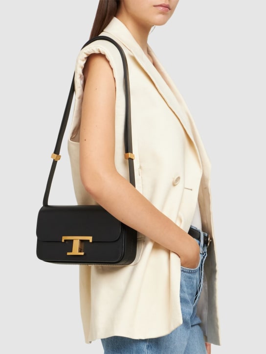 Tod's: Micro Ttt tracollina leather bag - Black - women_1 | Luisa Via Roma