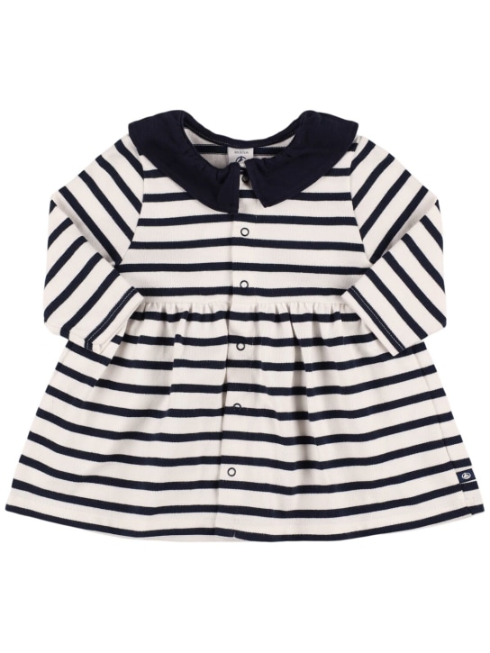 Petit Bateau: Printed cotton dress - White/Blue - kids-girls_0 | Luisa Via Roma