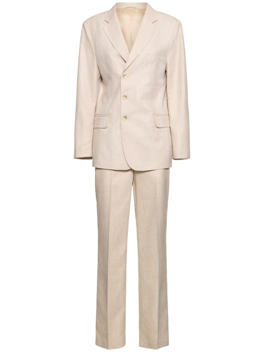 BETTTER: Wrap linen blend suit - Ivory - women_0 | Luisa Via Roma
