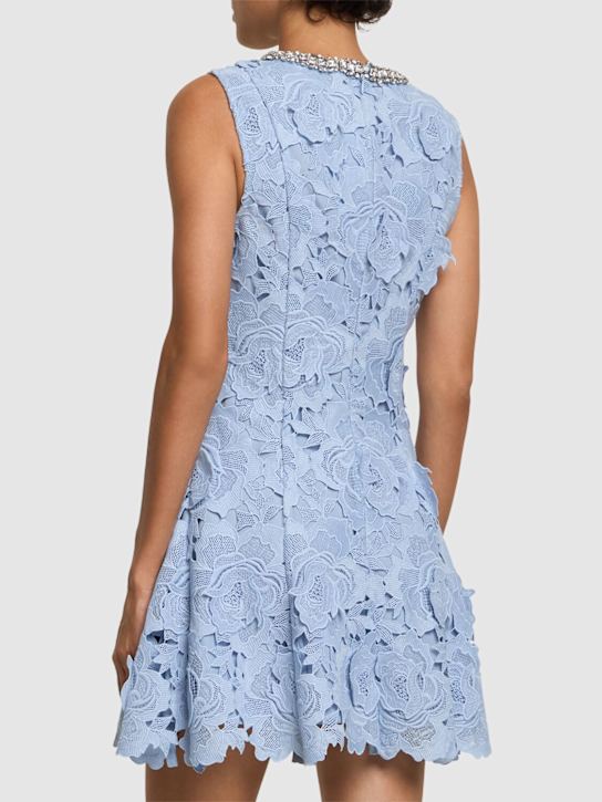Self-portrait: Flower lace mini dress - Blue - women_2 | Luisa Via Roma