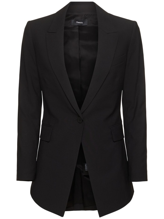 Theory: Blazer en crêpe de laine mélangée Etiennette - Noir - women_0 | Luisa Via Roma