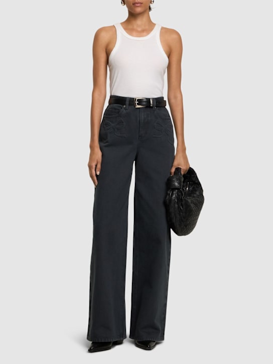 Self-portrait: Jeans con fiocchi - Grigio - women_1 | Luisa Via Roma