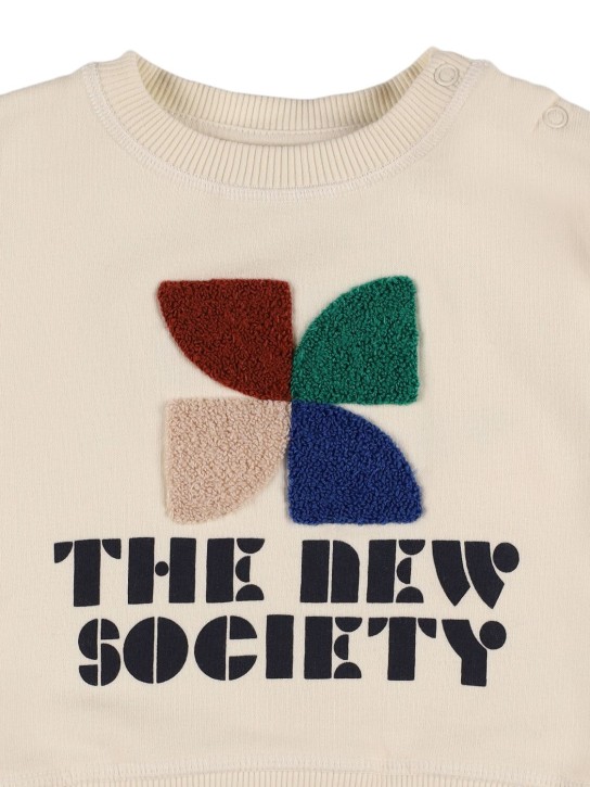 The New Society: Felpa in cotone con stampa - Crema - kids-boys_1 | Luisa Via Roma