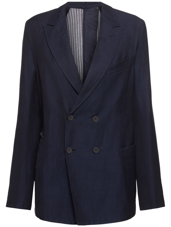 BETTTER: Dina wool & linen double breast blazer - Navy - women_0 | Luisa Via Roma