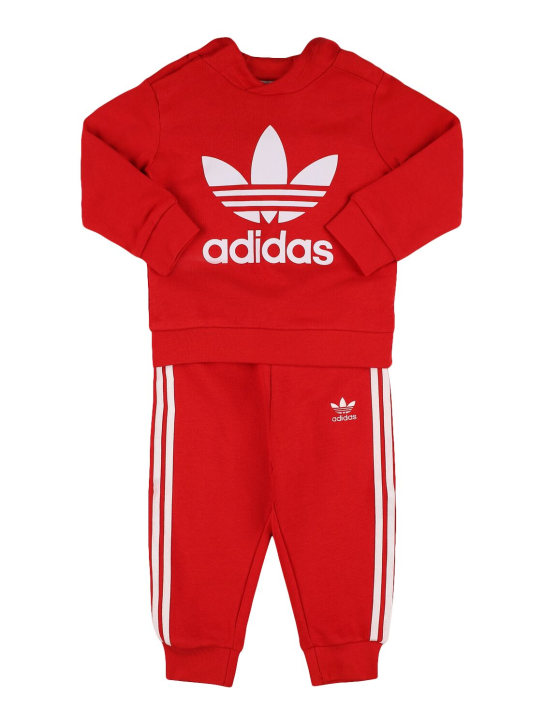 adidas Originals: Cotton blend hoodie & sweatpants - Red - kids-boys_0 | Luisa Via Roma