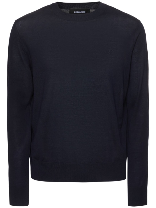 Dsquared2: Maglia girocollo in lana - Navy - men_0 | Luisa Via Roma