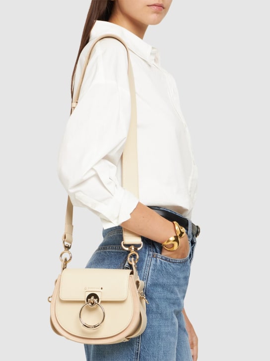 Chloé: Tess shiny leather & suede bag - Sweet Beige - women_1 | Luisa Via Roma
