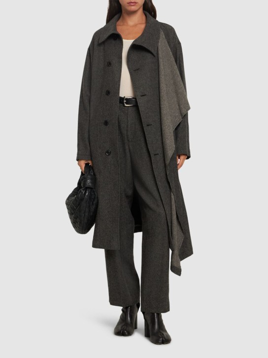 Yohji Yamamoto: Asymmetric long flannel coat - women_1 | Luisa Via Roma