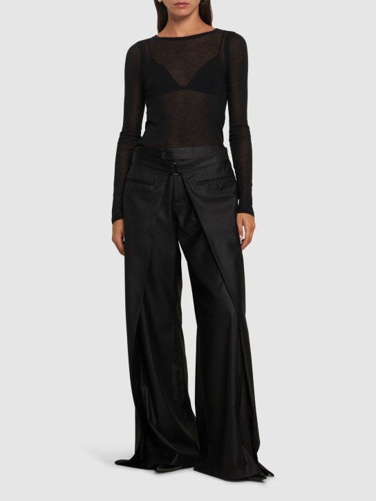 BETTTER: Symmetrical wool blend wide pants - Black - women_1 | Luisa Via Roma