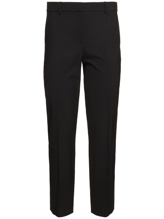 Theory: Treeca stretch wool straight pants - Black - women_0 | Luisa Via Roma