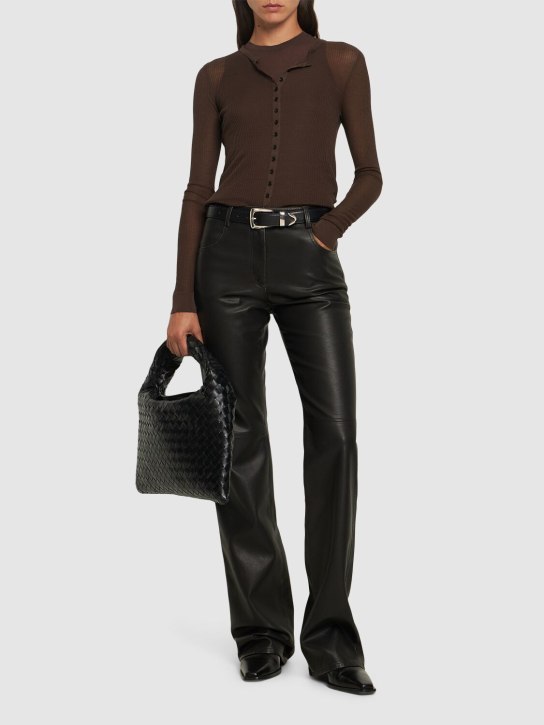 MSGM: Faux leather flared pants - Black - women_1 | Luisa Via Roma
