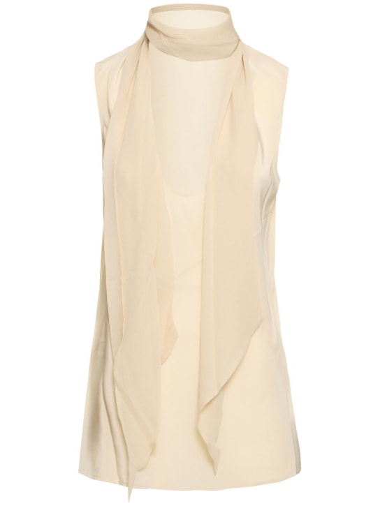 Helmut Lang: Oberteil aus Seidenorganza mit Schal - Elfenbein - women_0 | Luisa Via Roma