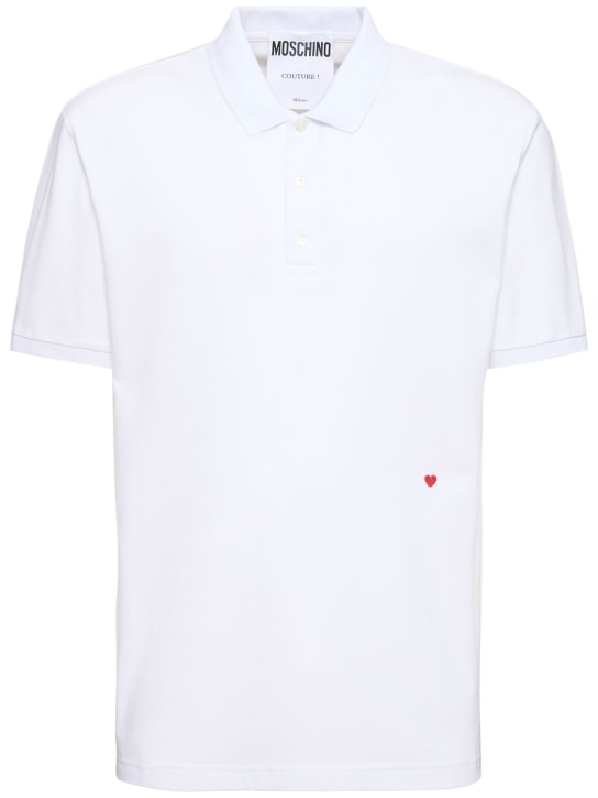 Moschino: Polo con ricami - Bianco - men_0 | Luisa Via Roma