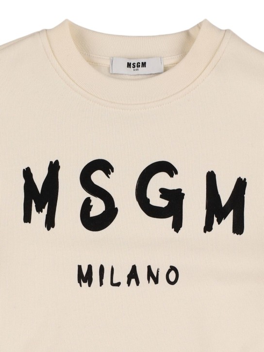 MSGM: Felpa in cotone con stampa - Bianco - kids-boys_1 | Luisa Via Roma