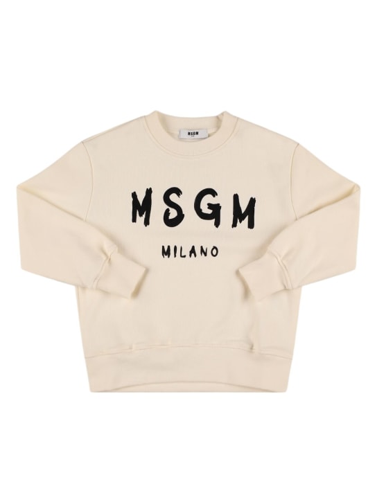 MSGM: Printed cotton sweatshirt - White - kids-boys_0 | Luisa Via Roma