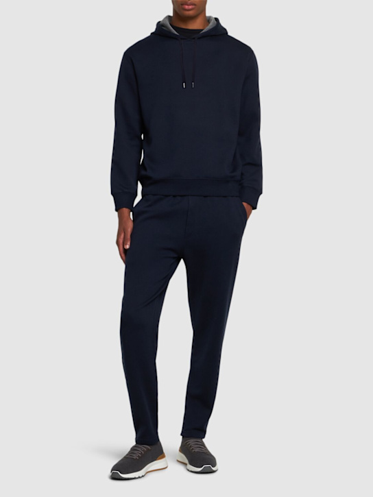 Brunello Cucinelli: Felpa in cotone - Blu Cobalto - men_1 | Luisa Via Roma