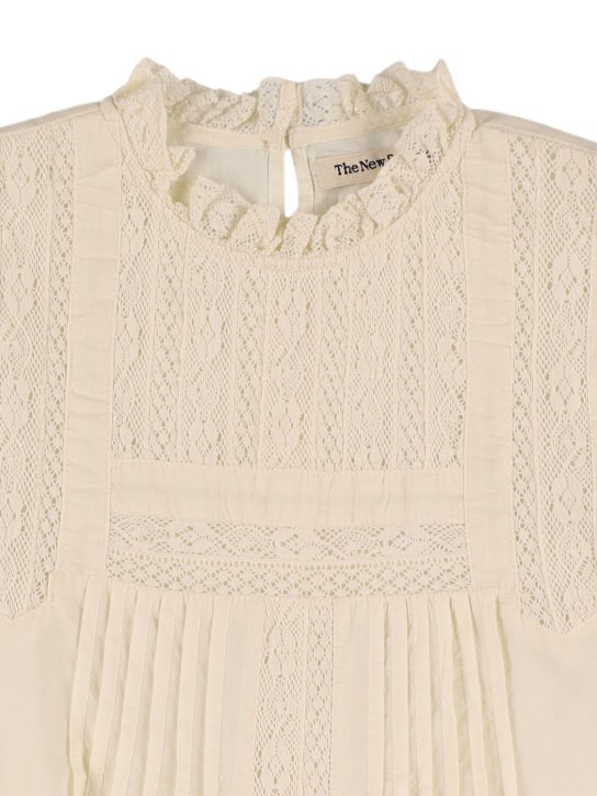 The New Society: Embroidered cotton shirt - Off-White - kids-girls_1 | Luisa Via Roma