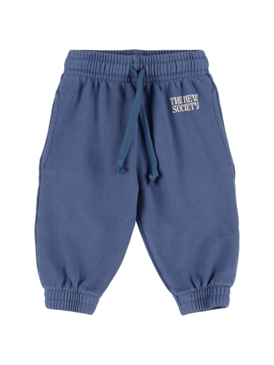 The New Society: Printed cotton sweatpants - Blue - kids-boys_0 | Luisa Via Roma