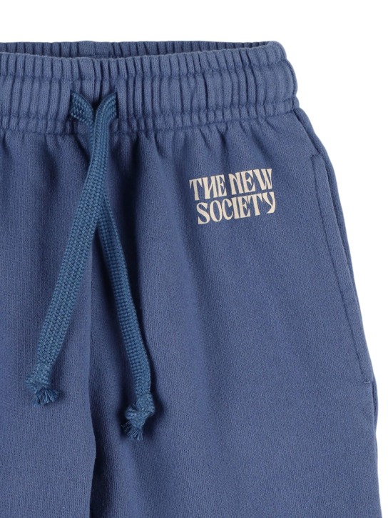 The New Society: Pantaloni in felpa di cotone stampata - Blu - kids-boys_1 | Luisa Via Roma