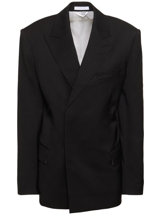 Helmut Lang: Tailored wool double breast blazer - Black - women_0 | Luisa Via Roma