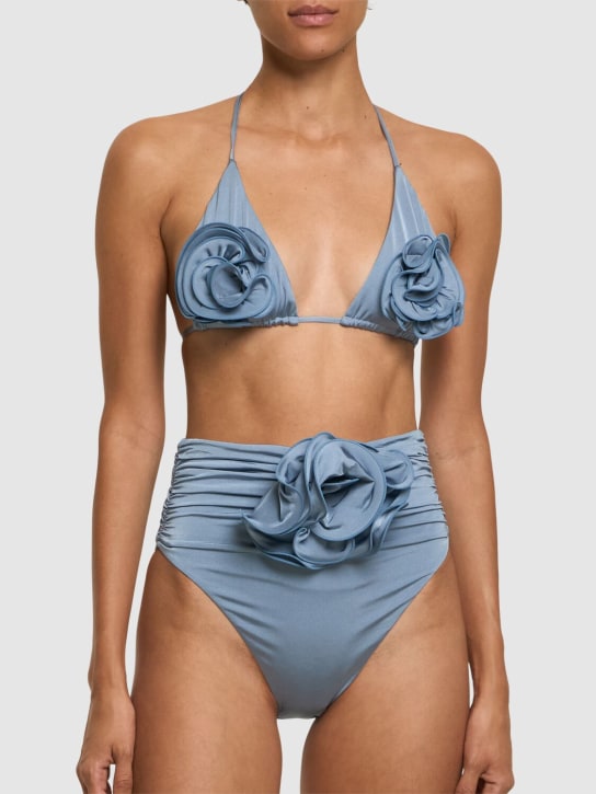 Magda Butrym: Lycra rose triangle bikini top - Blue - women_1 | Luisa Via Roma