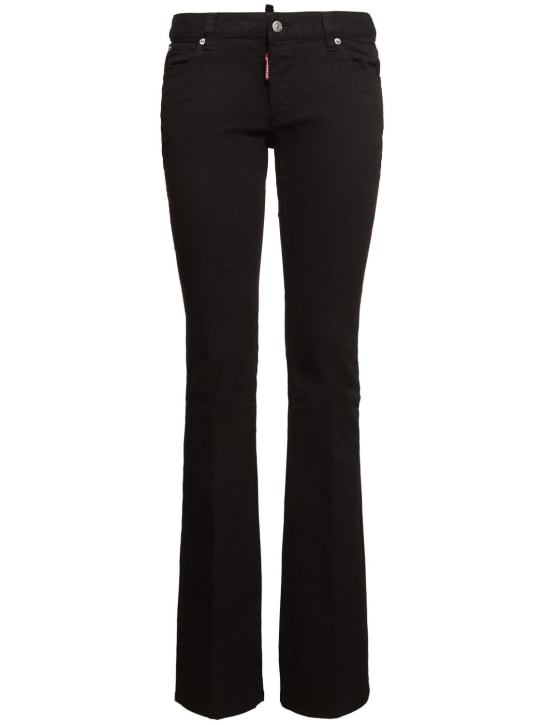 Dsquared2: Medium waist stretch bull flared jeans - Black - women_0 | Luisa Via Roma