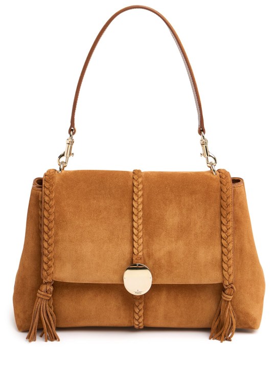 Chloé: Penelope suede shoulder bag - Autumnal Brown - women_0 | Luisa Via Roma