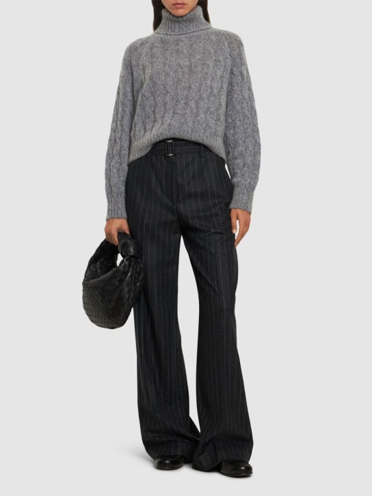 Brunello Cucinelli: Cable knit wool & mohair sweater - Grey - women_1 | Luisa Via Roma