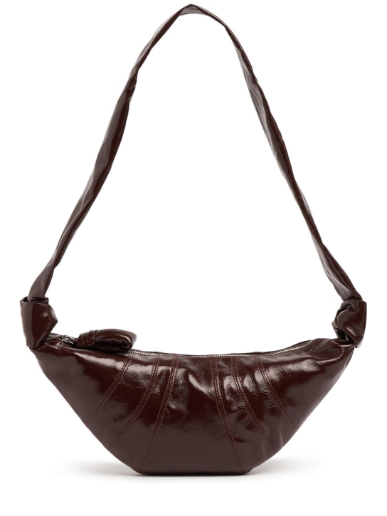 Lemaire: Small Croissant coated canvas bag - Chocolate - women_0 | Luisa Via Roma