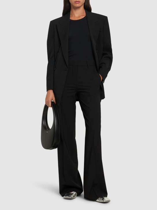 MSGM: Wool blend tailored flared pants - Black - women_1 | Luisa Via Roma