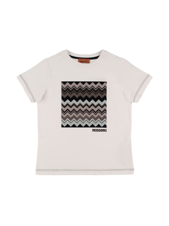 Missoni: Printed cotton jersey t-shirt - White/Black - kids-boys_0 | Luisa Via Roma