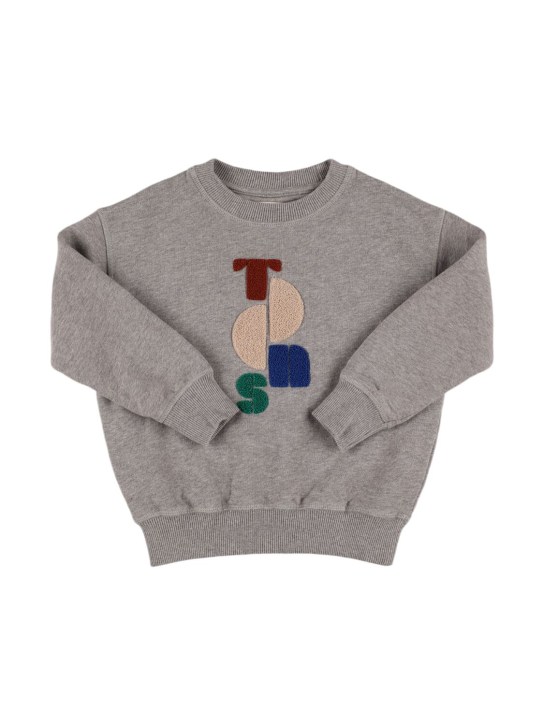 The New Society: Embossed cotton crewneck sweatshirt - kids-boys_0 | Luisa Via Roma