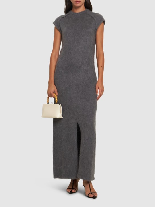 Jil Sander: Boiled wool brushed knit long dress - Dark Grey - women_1 | Luisa Via Roma